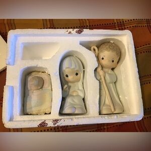 Precious moments the nativity 3 piece set 1995 come let us adore him w/box